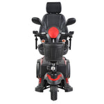 front image of the drive medical ventura DLX 3 wheel recreational scooter - fully assembled - color red and black - PUREUPS 