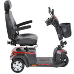 Side full image of the drive medical ventura DLX 3 wheel scooter color red and black - PUREUPS 