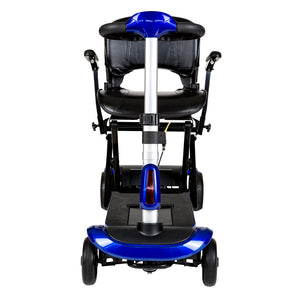 Back image of the drive medical zoome auto flex  travel folding scooter - fully assembled- unfolded -PUREUPS 
