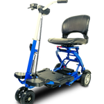 EVRIDER-MINIRIDER-FOLDING-TRAVEL PORTABLE LIGHTWEIGHT 4 WHEEL SCOOER - COLOR BLUE AND BLACK - UNFOLDED- FULLY ASSEMBLED -PUREUPS 