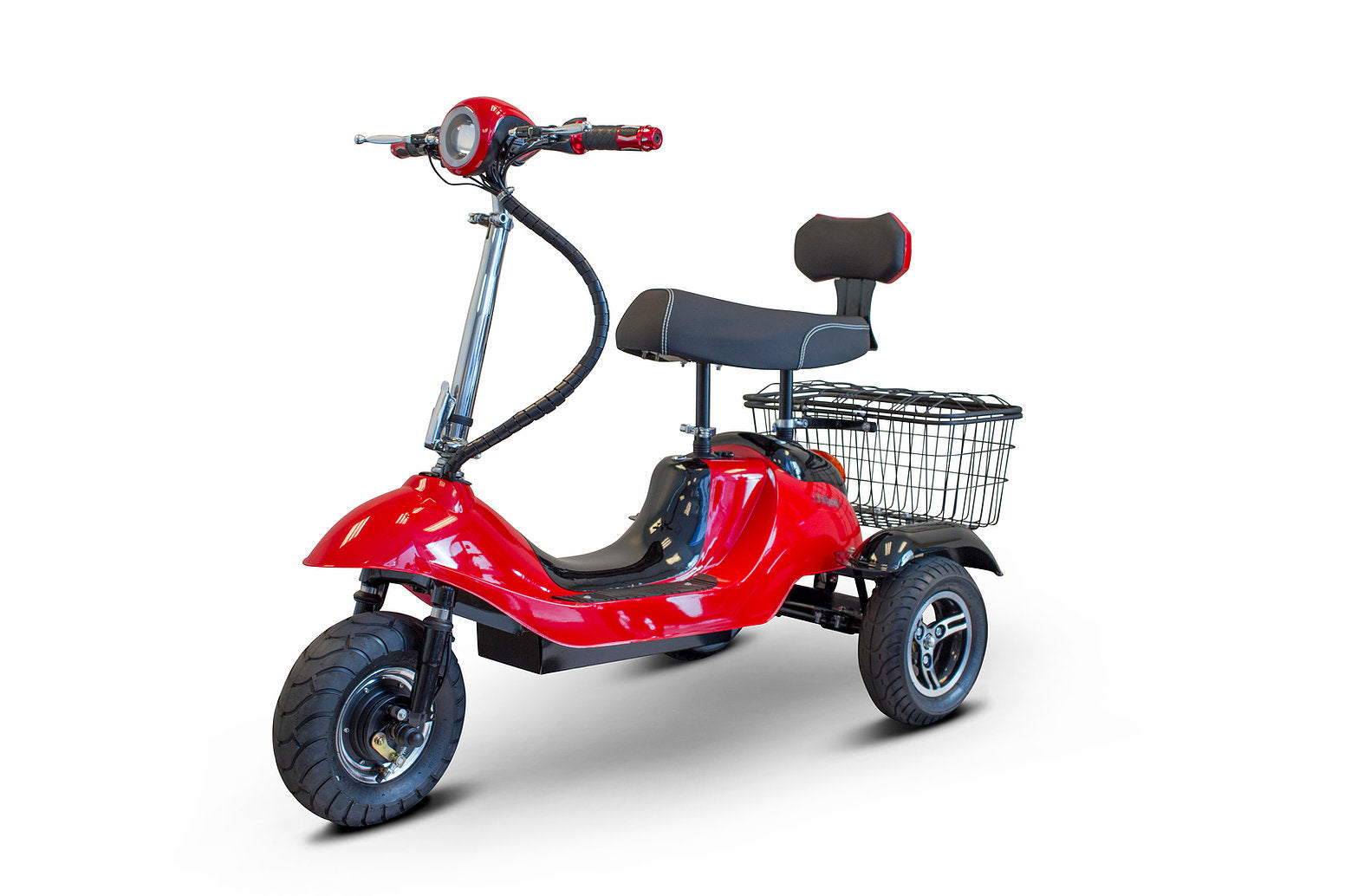 RED 3WHEEL SCOOTER EW-19 Sporty 3 Wheel Electric Mobility Scooter By EWheels-FULLY ASSEMBLED - PureUps