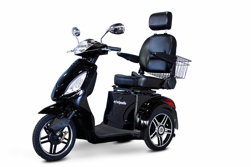 BLACK 3WHEEL SCOOTER EW-36 Senior 3 Wheel Electric Mobility Scooter With Digital Anti-Theft Alarm-FULLY ASSEMBLED - PureUps