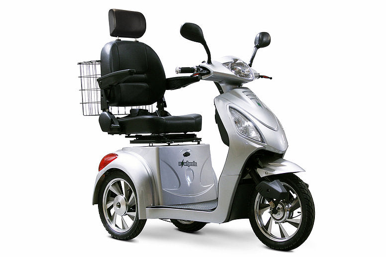 SILVER 3WHEEL SCOOTER EW-36 Senior 3 Wheel Electric Mobility Scooter With Digital Anti-Theft Alarm-FULLY ASSEMBLED - PureUps