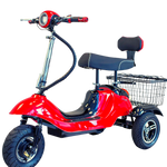 EWHEELS- EW-19 three wheel recreational power mobility scooter - color red - full image - PUREUPS 