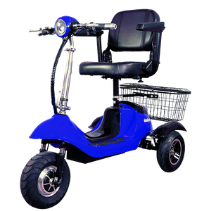 ewheels ew-20 three wheel recreational power scooter- color blue and black fully assemble- full image - PUREUPS 