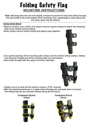 AN IMAGE SHOWS A FOLDING SAFETY FLAG MOUNTING INSTUCTIONS  BY EWHEELS - PUREUPS 