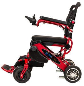 RED ELECTRIC WHEELSCHAIR Geo Cruiser DX Lightweight Foldable Electric Wheelchair - PureUps
