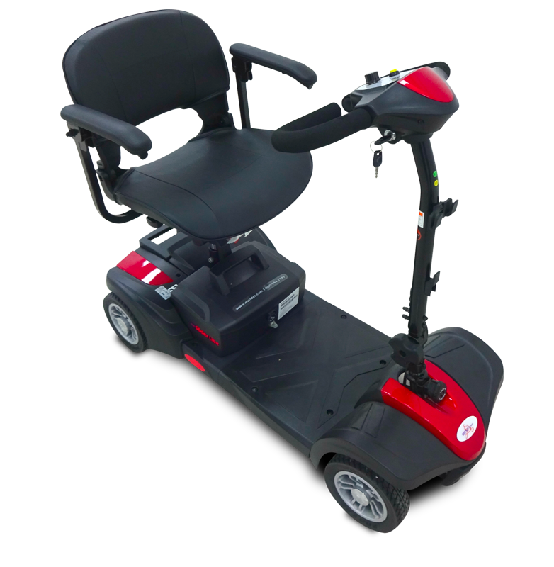 Red / 12V 12AH ( Up to10 miles included ) 4 WHEEL SCOOTER EvRider MiniRider Lite Transportable Mobility Scooter - PureUps