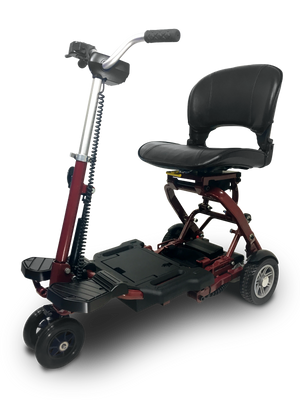 Red 4 WHEEL SCOOTER EV Rider MiniRider Folding Compact Scooter- Airline Approved - PureUps