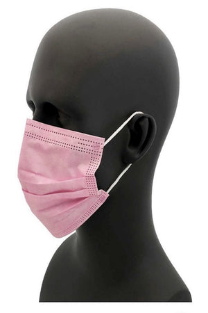Masks Non- Medical Disposable Earloop Pleated 3PLY with Filter PINK Face Mask Adult size (2000 masks/case) ($0.28/mask) - PureUps