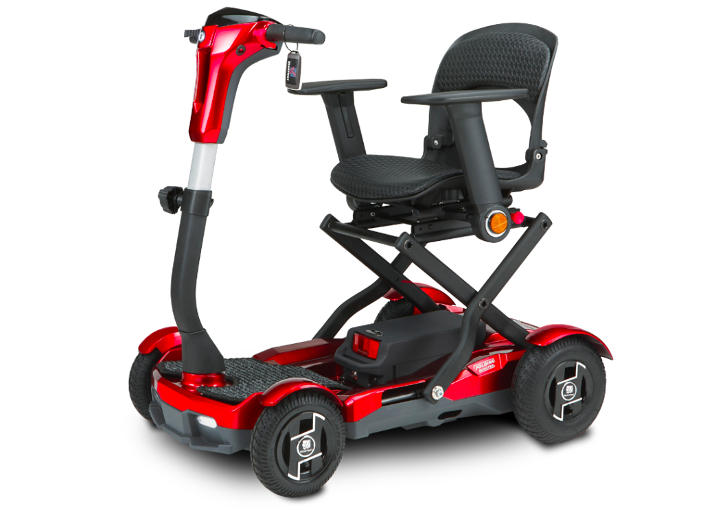 Red Metallic / 25.2V 11.5 AH Lithium battery ( Included ) 4 WHEEL SCOOTER EV Rider TEQNO Transportable, Foldable, Travel Friendly Four Wheel Mobility Scooter - PureUps