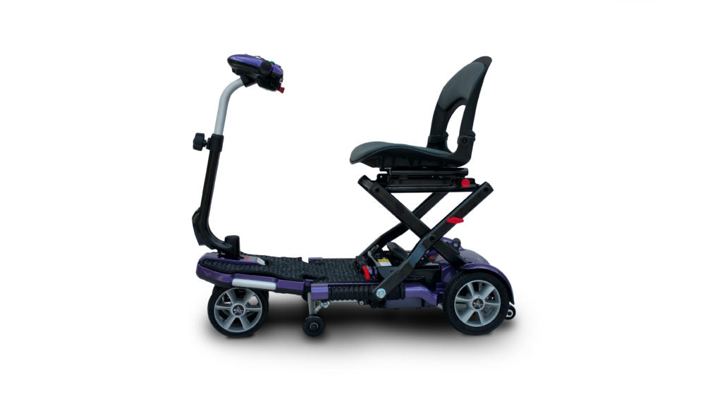 Plum / 12V12Ah SLA (x2 Included) 4 WHEEL SCOOTER EV Rider Transport Plus Foldable Scooter - Airline Approved - PureUps