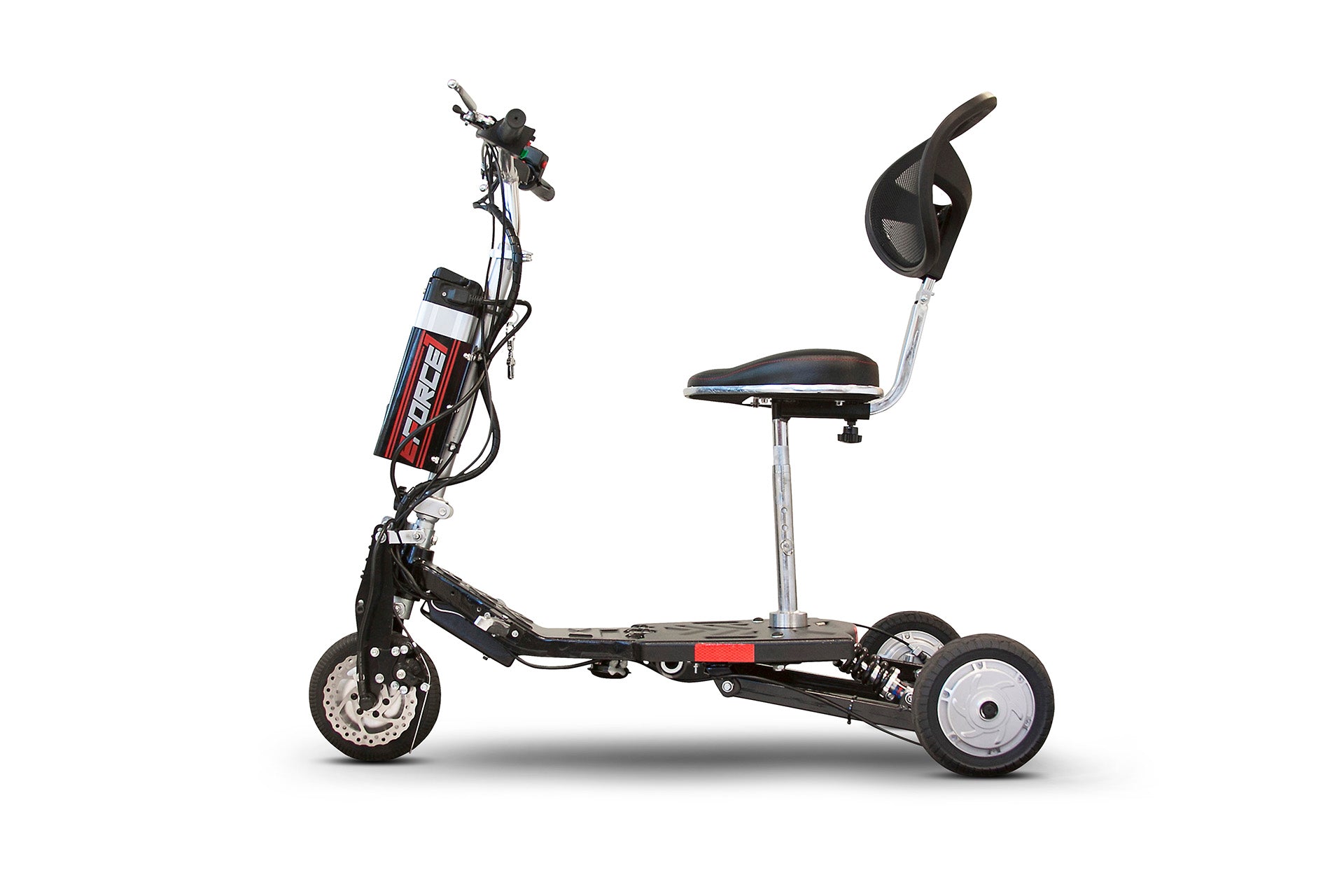 BLACK 3WHEEL SCOOTER EW-07 Eforce 3 Wheel Mobility Scooter-Airline Approved - Lithium Battery By E-Wheels - PureUps