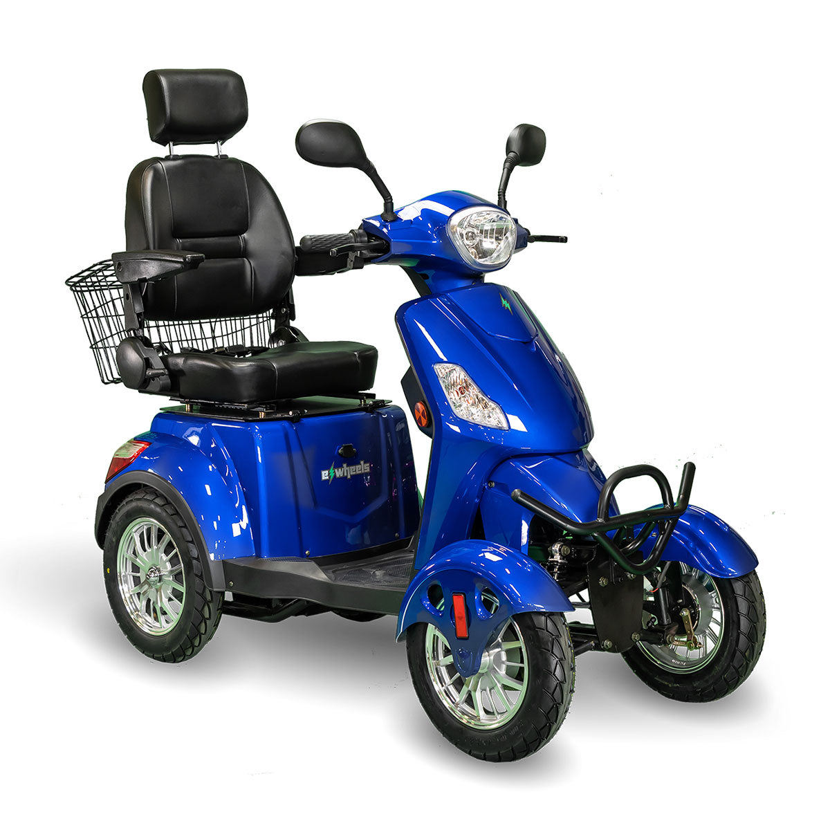 BLUE 4 WHEEL SCOOTER EW-46 Electric 4-Wheel Heavy Duty Mobility Scooter- Fully Adjustable For Adult & Seniors - PureUps
