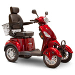 RED 4 WHEEL SCOOTER EW-46 Electric 4-Wheel Heavy Duty Mobility Scooter- Fully Adjustable For Adult & Seniors - PureUps
