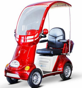 RED 4 WHEEL SCOOTER EW-54 Recreational Buggie 4 Wheel Mobility Scooter With Cover & windshield By EWheels - PureUps
