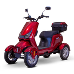 Red 4 WHEEL SCOOTER EW-75 Recreational Four Wheel Mobility Scooter By Ewheels/ FULLY ASSEMBLED - PureUps