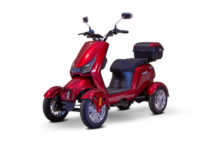 Red 4 WHEEL SCOOTER EW-75 Recreational Four Wheel Mobility Scooter By Ewheels/ FULLY ASSEMBLED - PureUps