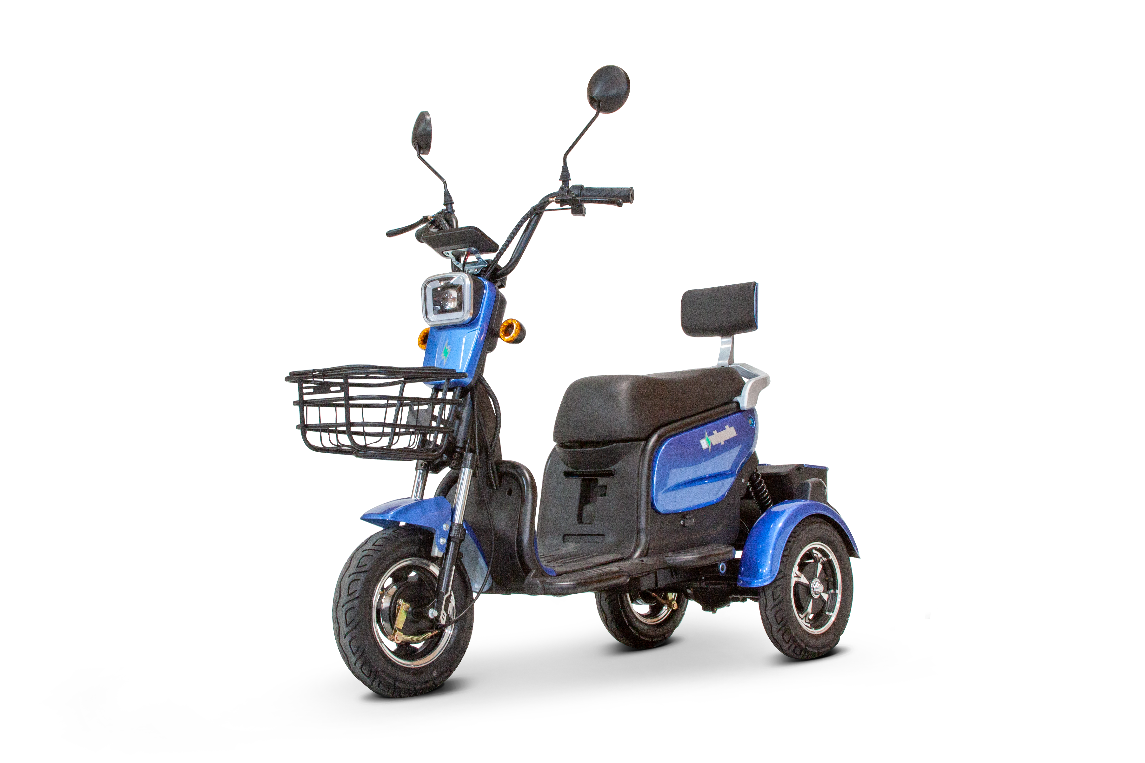 Blue 3WHEEL SCOOTER EW-12 Three wheel mobility scooter- Anti Theft System - PureUps