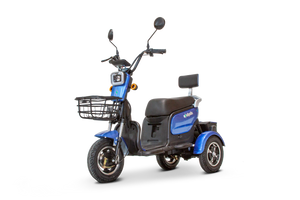 Blue 3WHEEL SCOOTER EW-12 Three wheel mobility scooter- Anti Theft System - PureUps