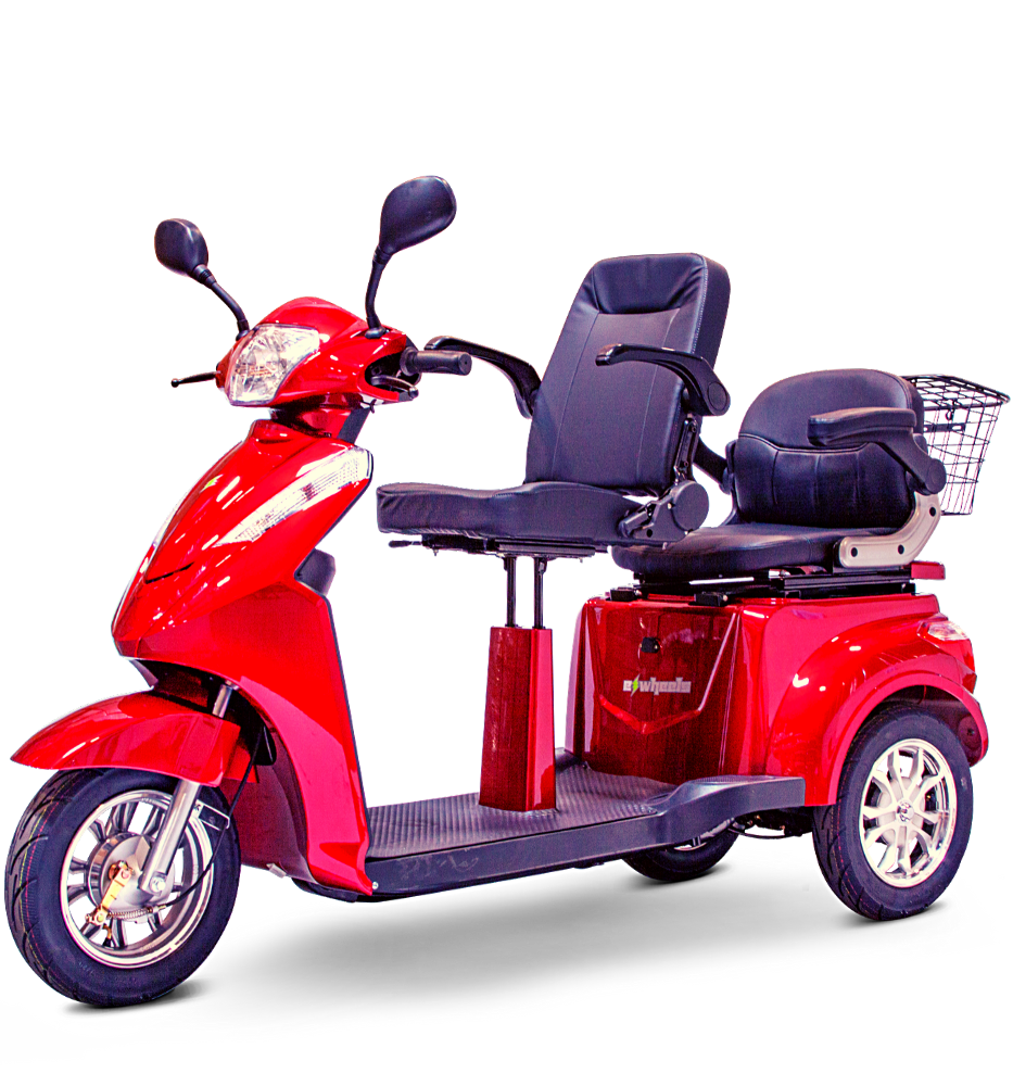 EW-66 Electric 3 Wheel Heavy-Duty Two Passenger Mobility Scooter- Fully Assembled