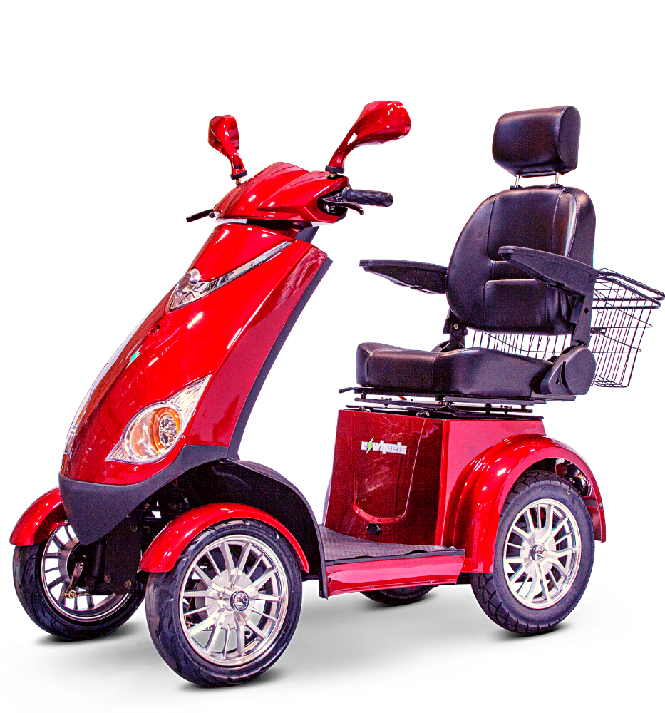 EWHEELS EW-72 RECREATIONAL 4 WHEEL MOBILITY SCOOTER- FULL SIZE- COLOR RED - PUREUPS 