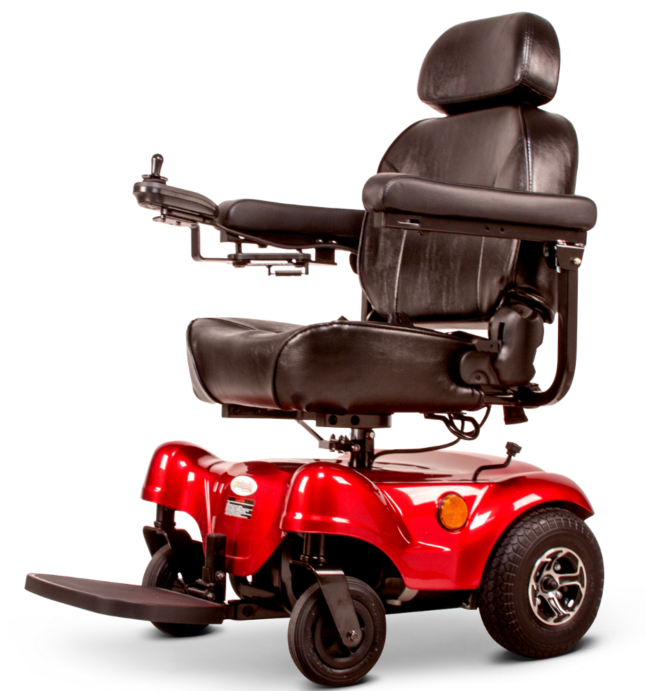 ewheels medical ew-m31 electric wheelchair - fully assembled - full image - color red and black - PUREUPS 