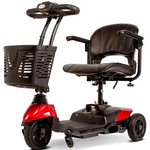 Ewheels medical ew-m33 medical motorized portable scooter- fully assembled - full side image - color red and black - unfolded- PUREUPS 