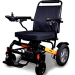 ewheel medical ew-m45 electric wheelchair - color orange and black - fully assembled - unfolded- full side front image - PUREUPS