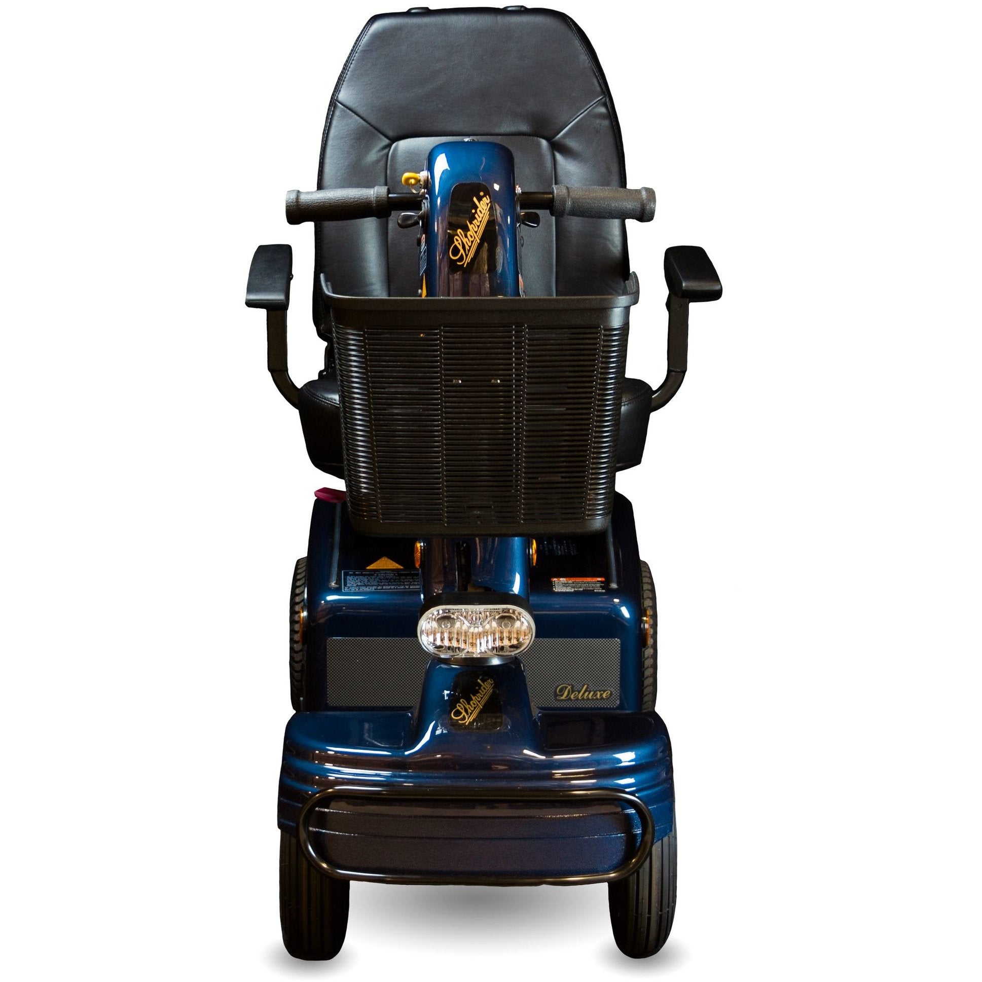 FRONT VIEW OF THE SUNRUNNER 4 MOBILITY SCOOTER COLOR BLUE- PUREUPS 