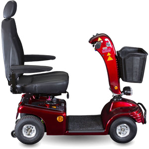 side view of the sunrunner mobility scooter color red - 4 wheel mobility scooter by shoprider color red
