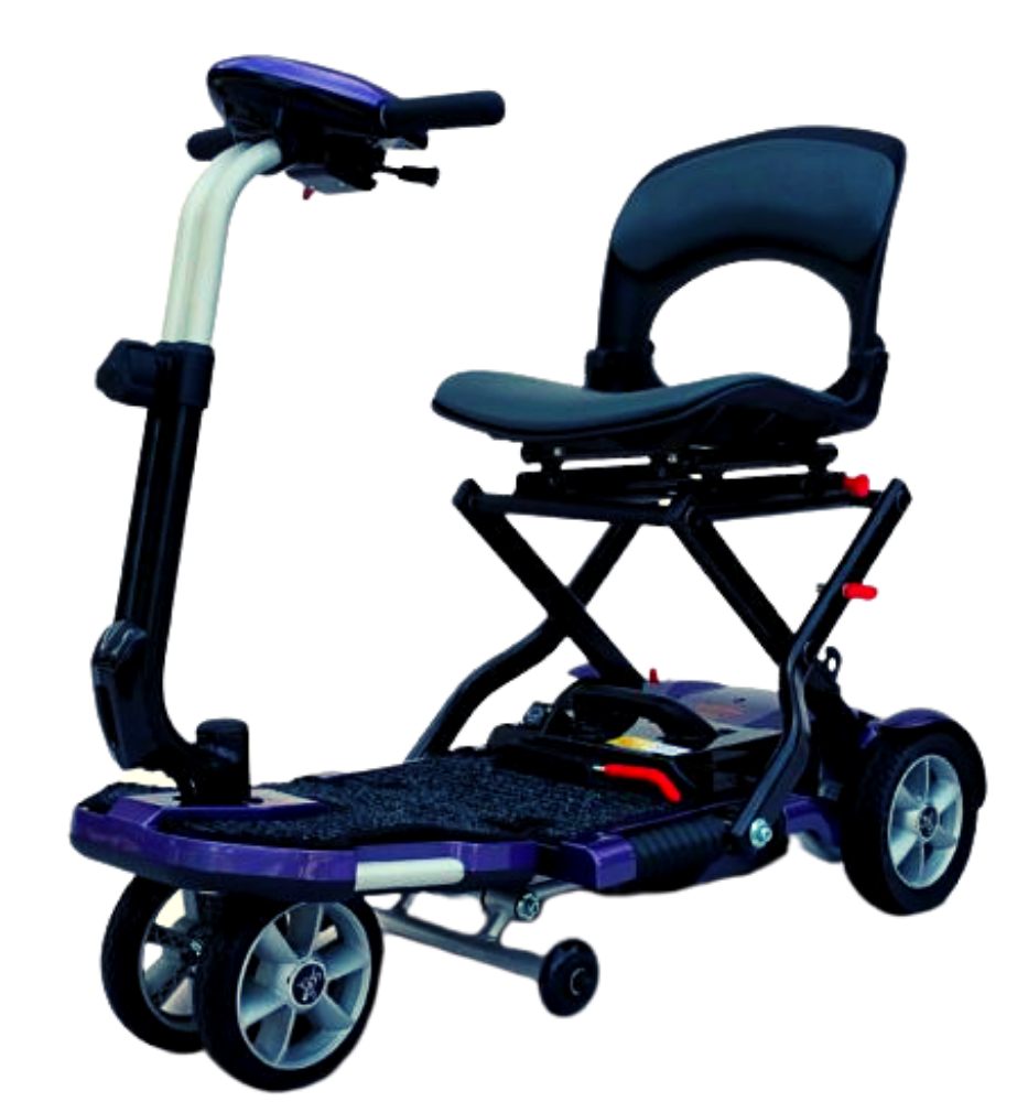EVRIDER- TRANSPORT PLUS travel lightweight folding four wheel power scooter color purple - PUREUPS 